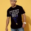 Mini Bot Black Regular Chest Graphic Printed Tshirt
