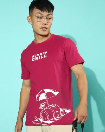 Summer Chill Viva Magenta Regular Front Graphic Printed Tshirt