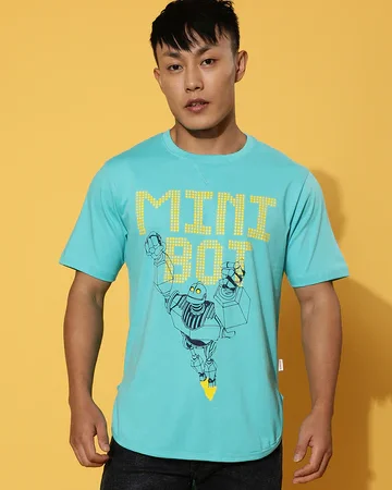 Mini Bot Blue Men's Chest Graphic Printed Tshirt