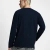 Henley Navy Solid Tshirt