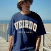 Veirdo Original Navy Oversized Typography Brand Printed Tshirt