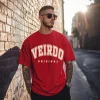 Veirdo Original Red Oversized Typography Brand Printed Tshirt