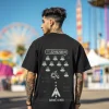 Game Over Black Oversized Back Graphic Printed Tshirt