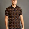 Black Printed All Over Geometric Printed Polo T-shirt