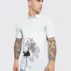 White Rose Graphic Front Printed Polo T-shirt