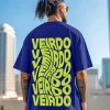 Veirdo Blue Oversized Back Graphic Printed Tshirt